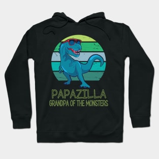 Papazilla Grandpa Of The Monsters Happy Father Day Dinosaur T-rex Saurus Lover Papa Vintage Retro Hoodie